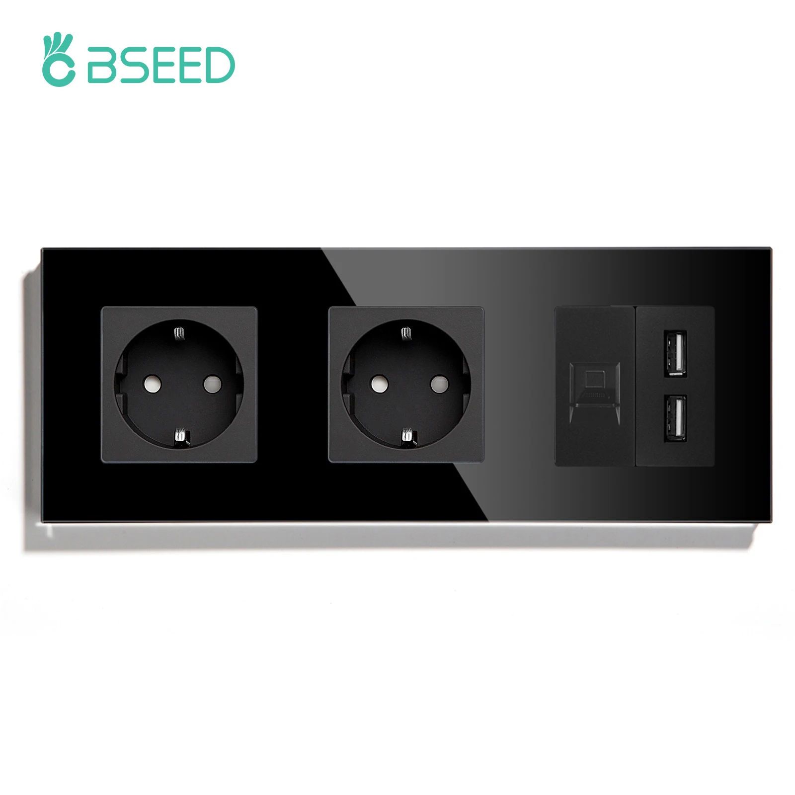 

Розетка настенная BSEED с USB, стеклянная, 16А
