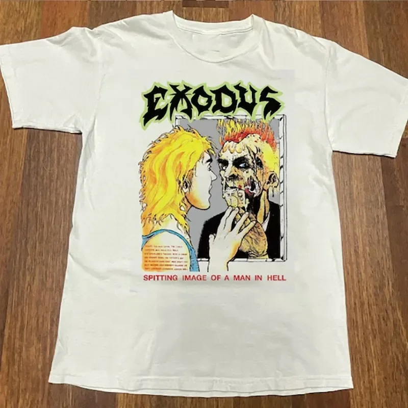 Эксодус срыгивающий образ мужчины в ад белого цвета все размеры Мужская футболка