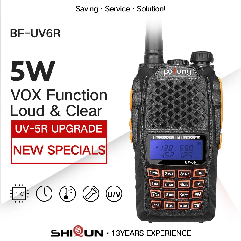 

5W Baofeng UV-6R Walkie Talkie Radio UHF VHF Dual Band UV 6R CB Radio Upgrade of UV-5R Baofeng Talkie HF Transceiver for Hunting