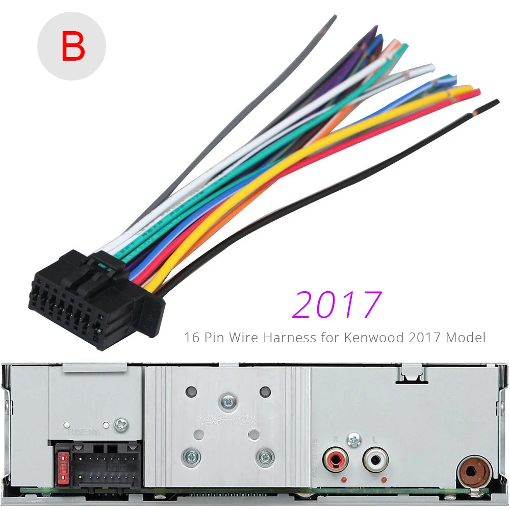

16-контактный универсальный автомобильный стерео-радиопровод Проводной Соединительный Кабель-адаптер для моделей Kenwood DNX DDX KVT KMR KMM KDC 2017