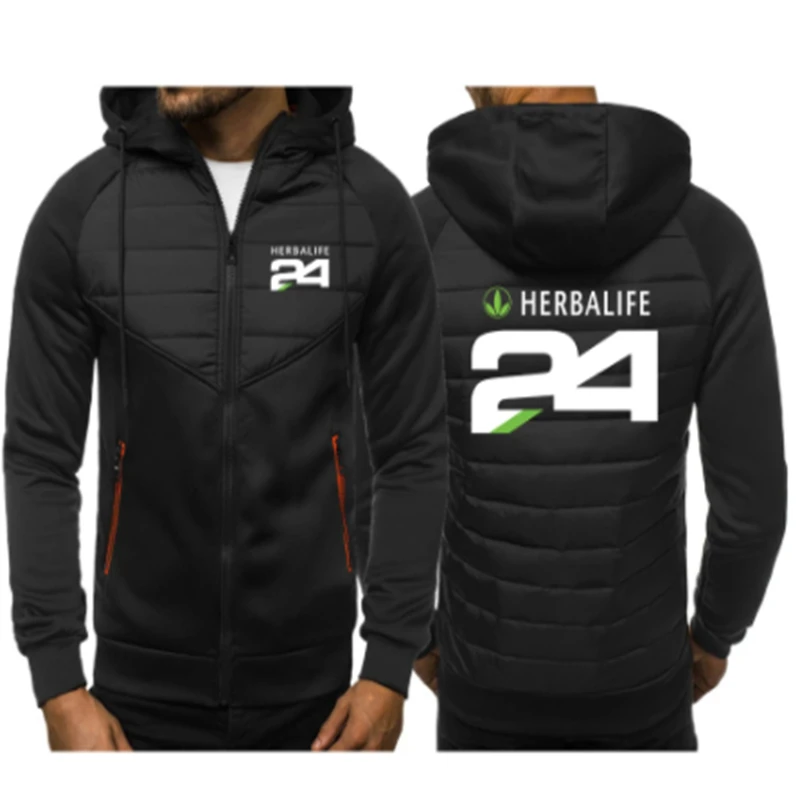 

Spring Autumn New HERBALIFE 24 Printing Men's Jacket Plus Velvet Thickening Jackets Man Design Fashion Casual Hooded Coats