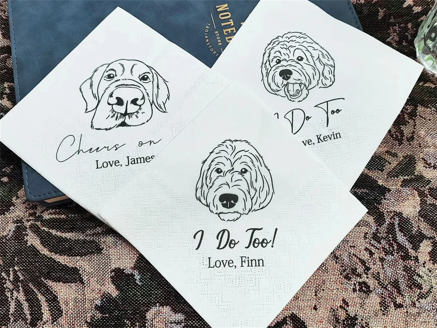 50 PCS Custom Pet Cocktail Napkins Portrait Dog Wedding Cat Beverage Illustration Na
