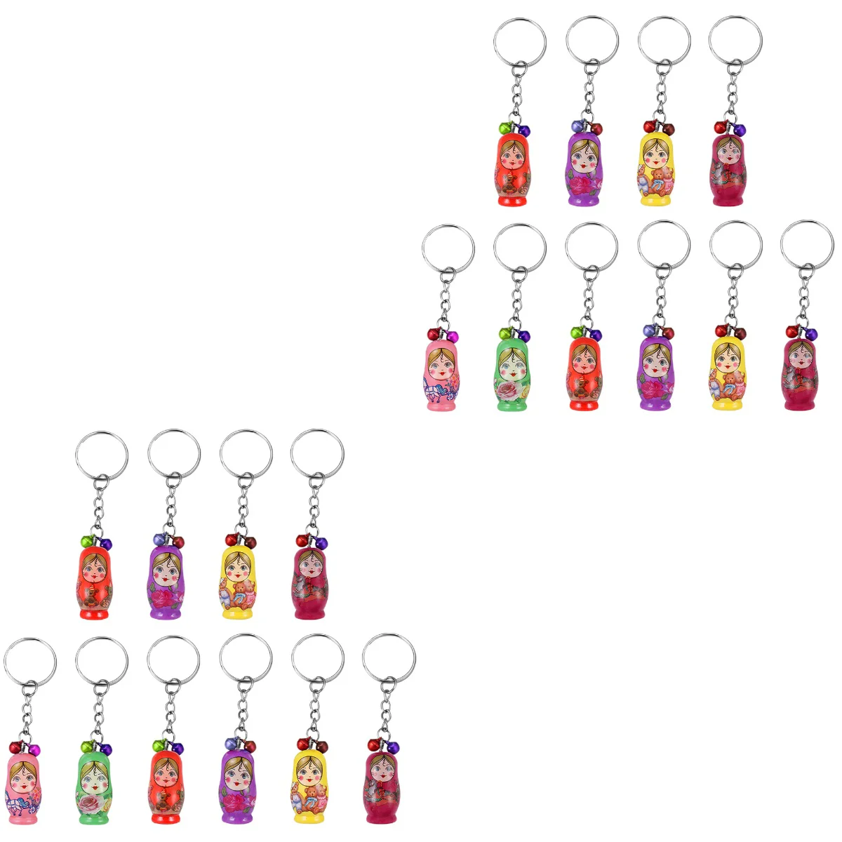 

72 Pcs Mini Purse Backpack Key Chain Russian Dolls Rings Wooden Matryoshka Pendant Miss