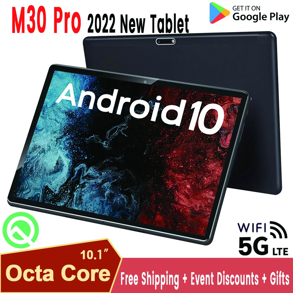 

Global Version M30 Pro Tablet Android 6GB RAM+128GB ROM 10.1 Inch Dual Sim Card Tablets Phone Call Tablet 4G Network Tablete Pc