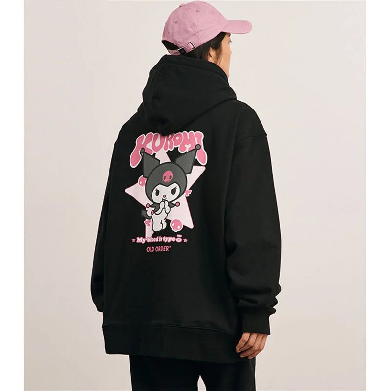 

Kawaii Hooded Sweater Sanrio My Melody Kuromi Cinnamoroll Cute Anime Sweater Oversize Loose Couple Top Girls Christmas Gift
