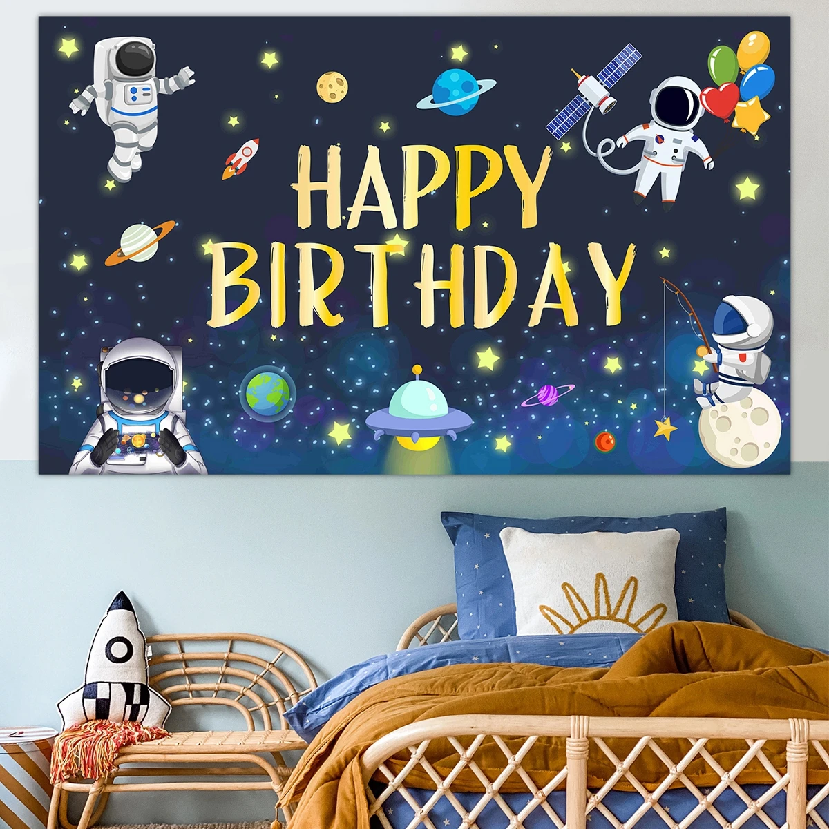 

Вселенная Космос Фон тканевый планета космический корабль астронавт фон ребенок день рождения вечеринка Декор звездное небо декорация бан...