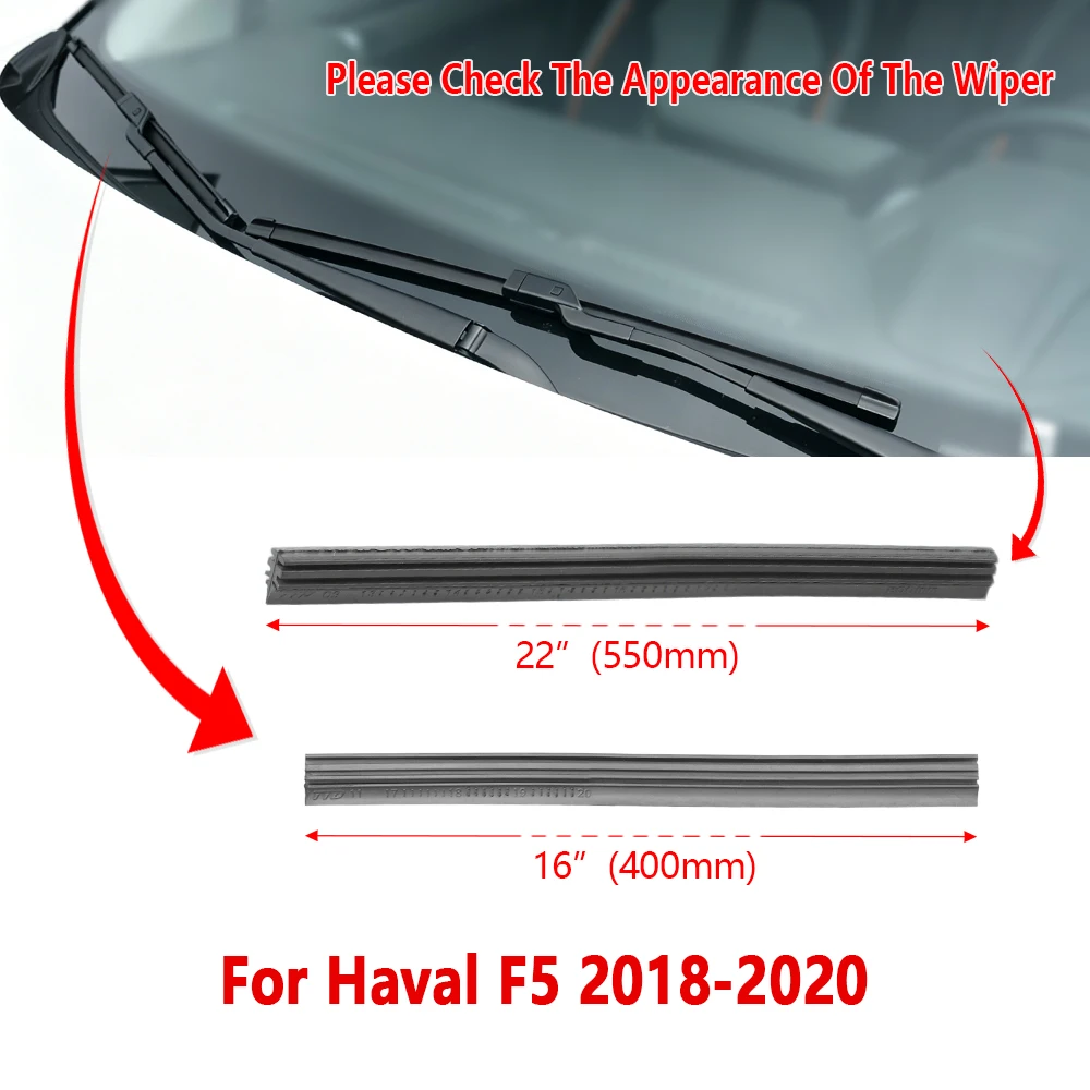Фото Резиновая полоса для стеклоочистителя 16-22 дюйма для Haval F5 2018-2020, сменная резиновая накладка для автомобильных дворников, 1 пара №2