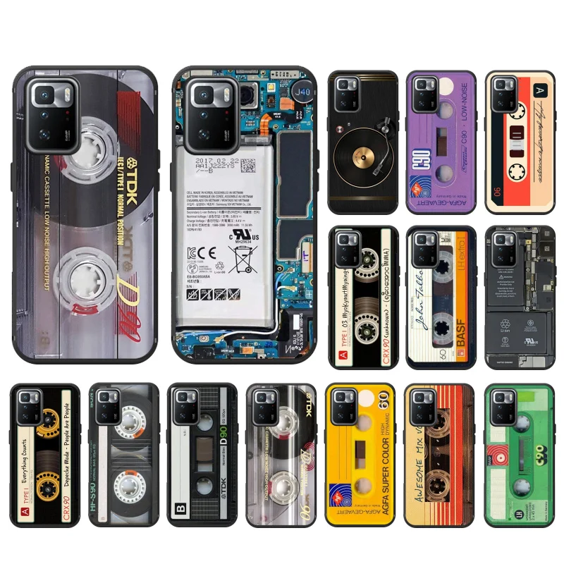 

Phone Case For Xiaomi Redmi Note 12 Pro 11S 11 10 Pro 9Pro Note9 10S Redmi 10 9C Classical Cassette tape Battery Case
