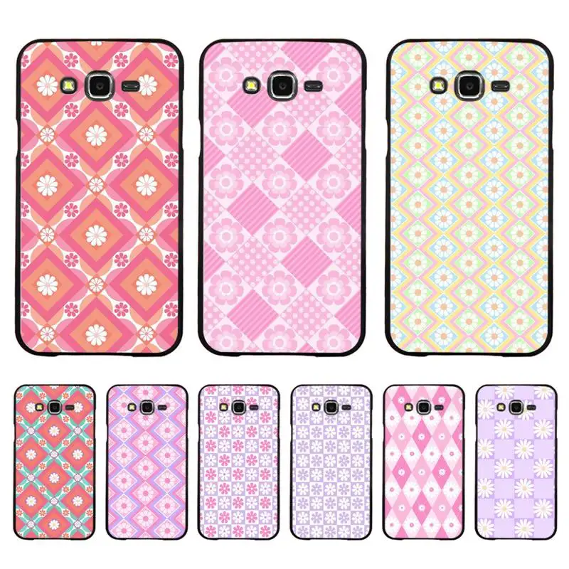 

FHNBLJ Lattice Flower Phone Case for Samsung S20 lite S21 S10 S9 plus for Redmi Note8 9pro for Huawei Y6 cover