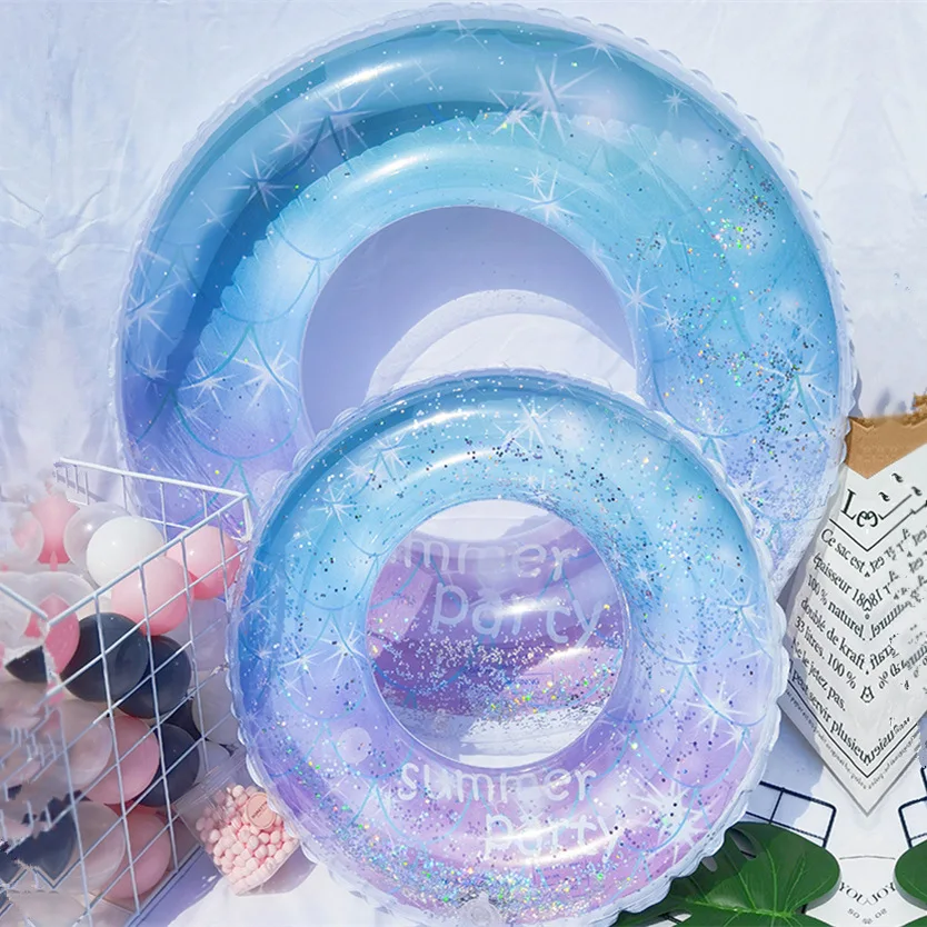 Надувной прозрачный фиолетовый бассейн для взрослых с блестками плавательное