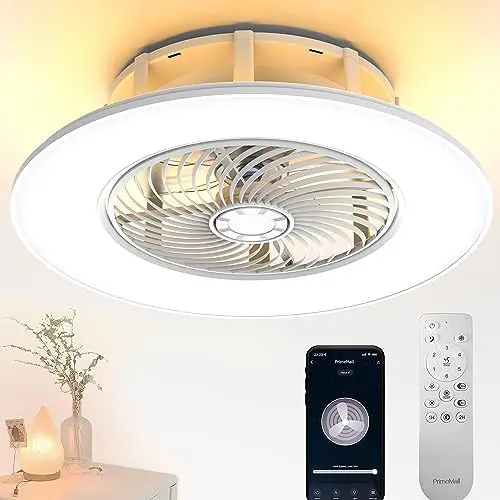 

Fans with Lights and Remote Control 22 inch with Ambient Light Bladeless Low Profile Ceiling Fan Flush Mount Enclosed Smart Ceil