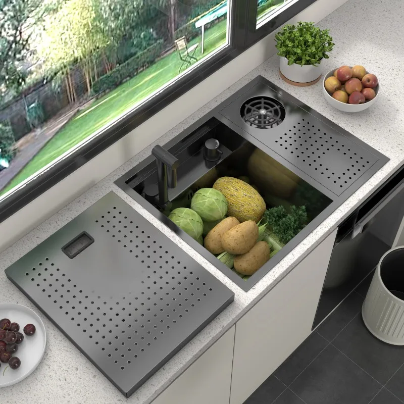 Скрытая Черная кухонная раковина скрытая Одиночная чаша из нержавеющей стали