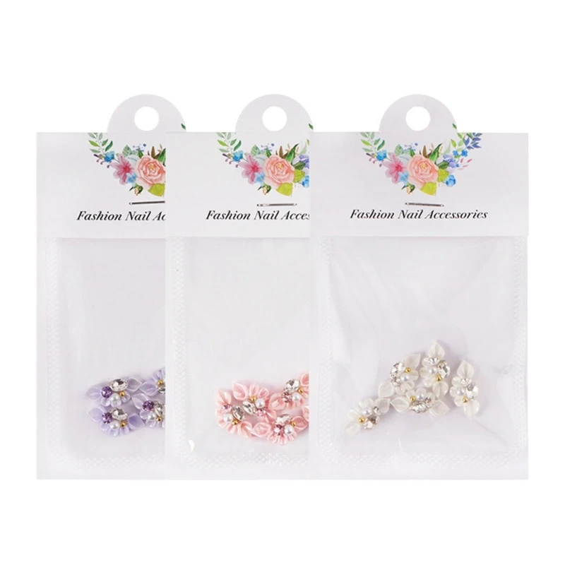 

3D Nail Charms Side Flower Nail Art Decor Carving Flower Nail for rhinestone Pearl Flower Nail Jewelry for DIY Manicure Tips