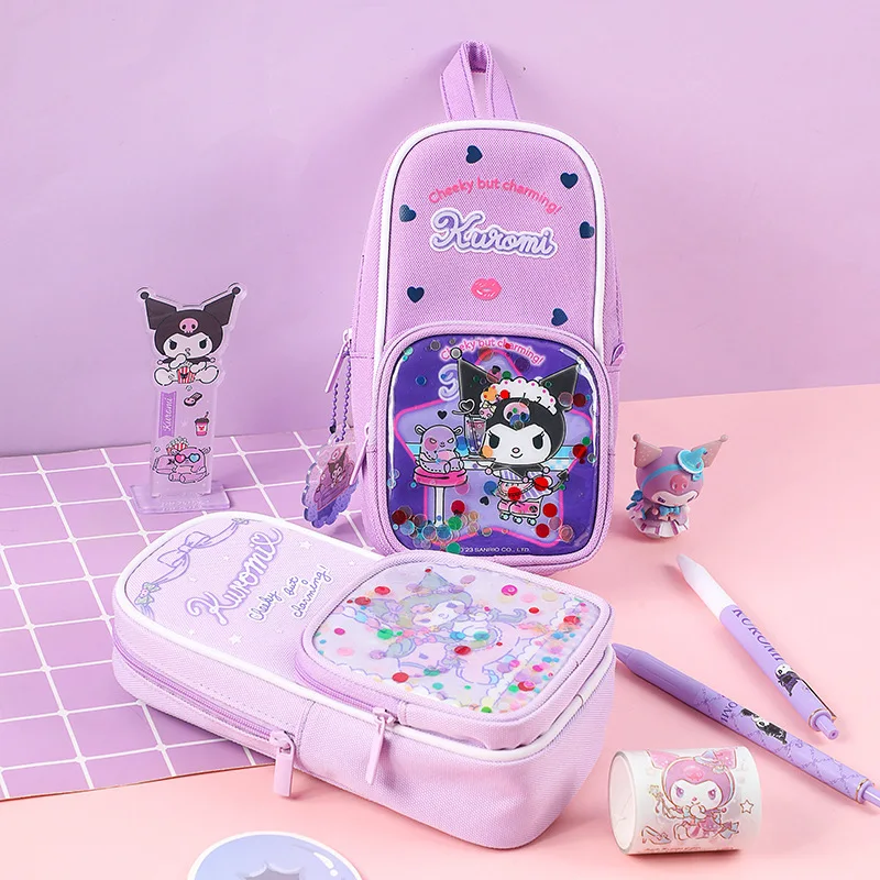 

Школьный портфель в стиле аниме Sanrio, вместительная сумка для карандашей, милая мультяшная Детская сумка для хранения, подарок