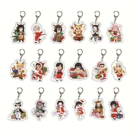 demon slayer anime keychain christmas cosplay double sided transparent acrylic key chain cute funny jewelry fans gift