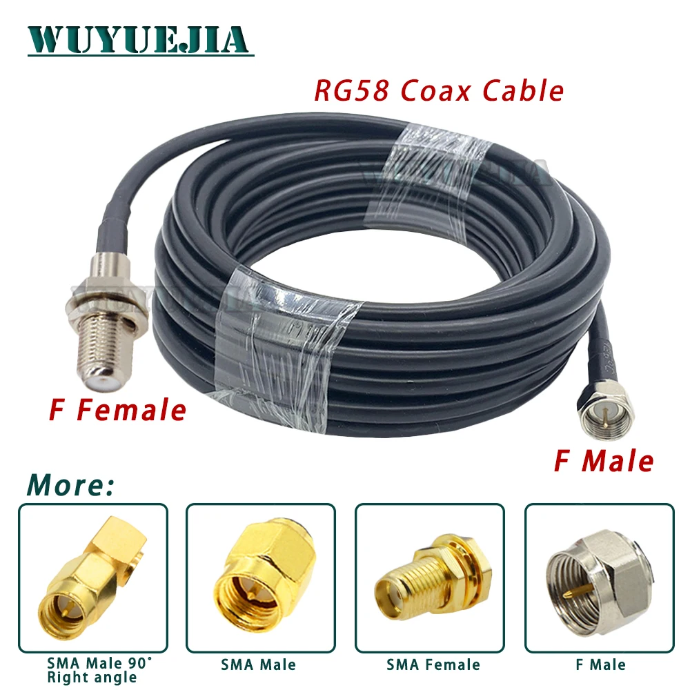 F Male to F Female RG58 PIgtail 50ohm Coaxial Cable SMA / F Plug TV Antenna Adapter RF Coaxial Extension Cord RF Pigtail Jumper