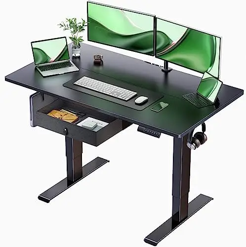 

Desk with Drawer, 48x24 Inch Adjustable Height Standing Desk, Stand up Desk, Sit Stand Home Office Desk, Ergonomic Workstation