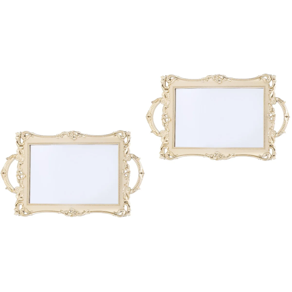 

Tray Mirror Storage Plate Photo Dish Retro Props Vintage Traystrinket Mirrored Developing Bracelet Decorative Blankring Desktop