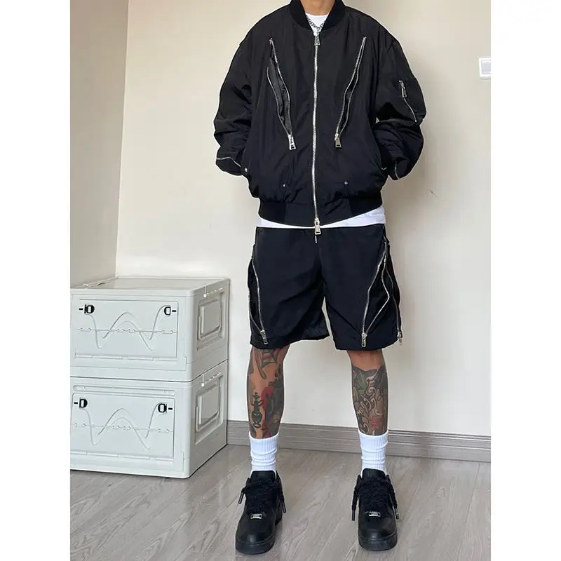 

American style high street wind assault shorts men zipper design Harajuku casual tooling outdoor five-point pants summer