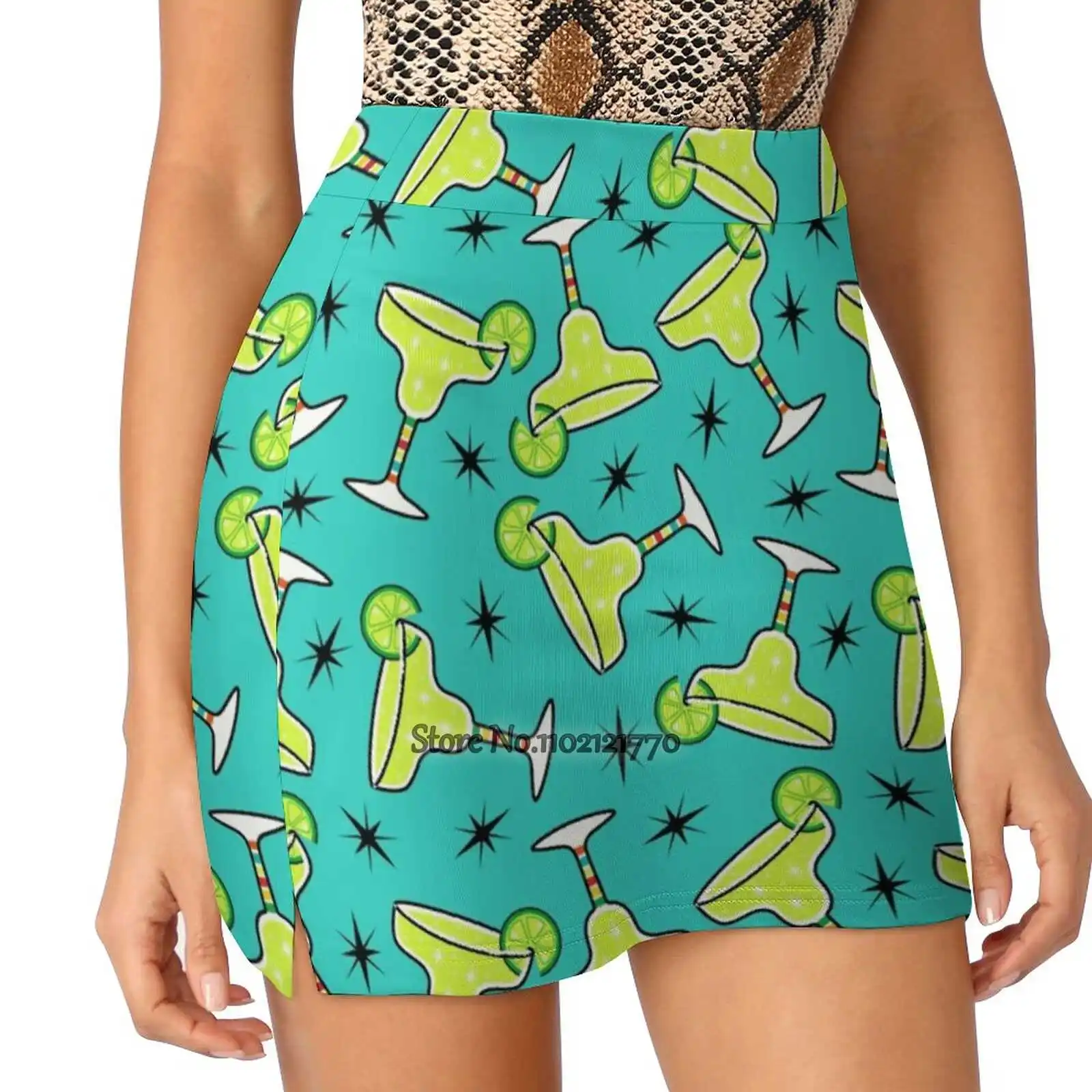 

Margarita Time Women Tennis Skirts Golf Badminton Pantskirt Sports Phone Pocket Skort Margarita Time Margaritas Booze Drinking