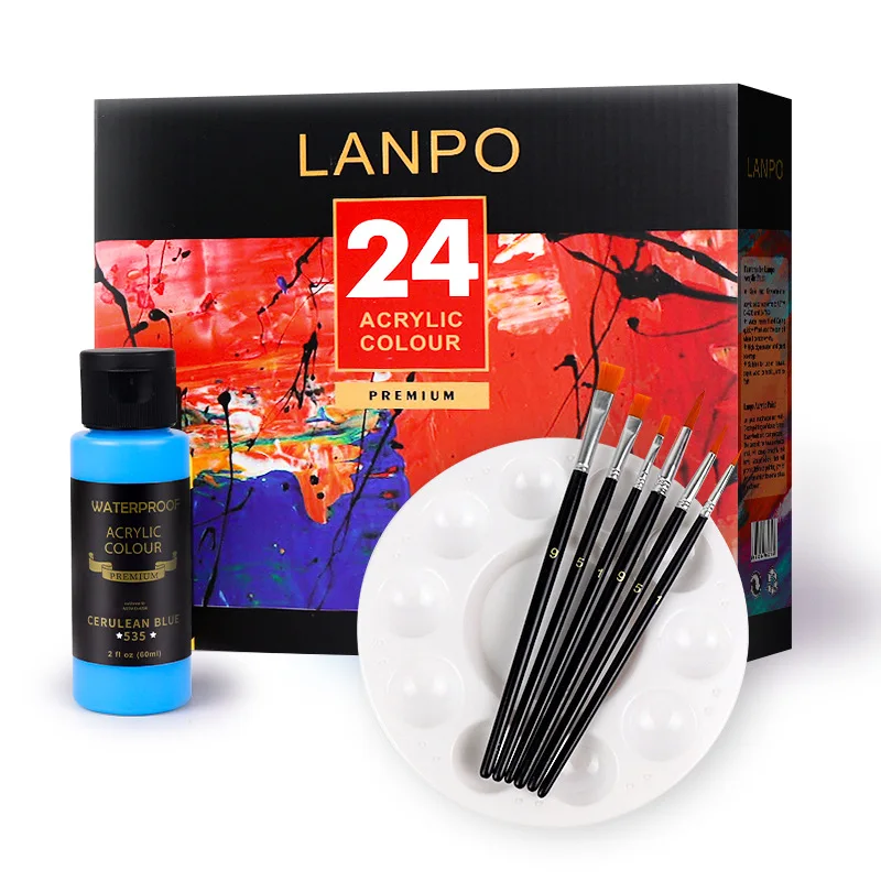 

Acrylic Paint, Craft Art Painting Kit Supplies for Wood,Canvas,Fabric,Rock,Glass - Non-Toxic Acrylic Paint for Kids Adults
