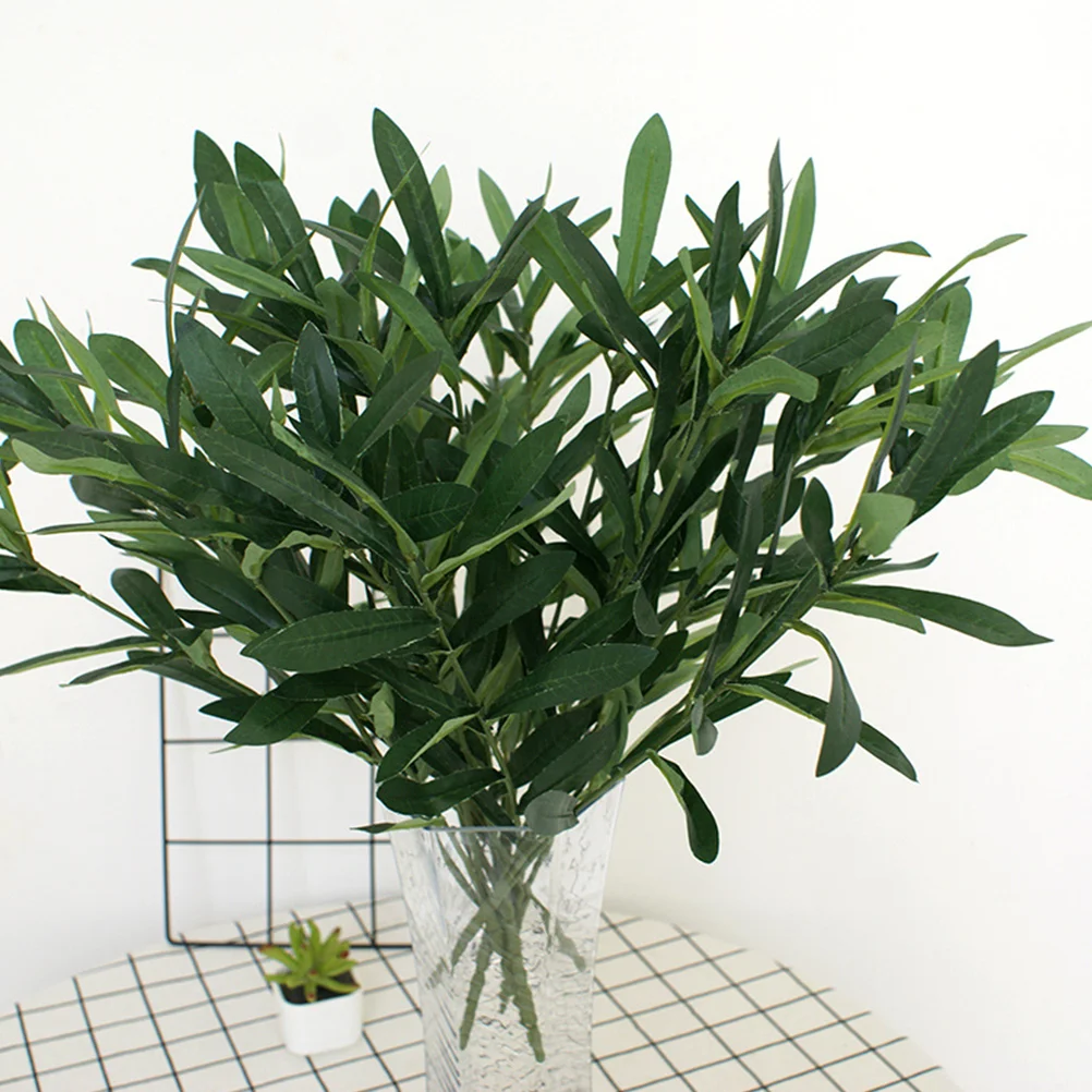 

Olive Artificial Fake Leaves Greenery Branches Stemsplants Faux Branch Leaftree Flower Arrangement Eucalyptus Decor Stem