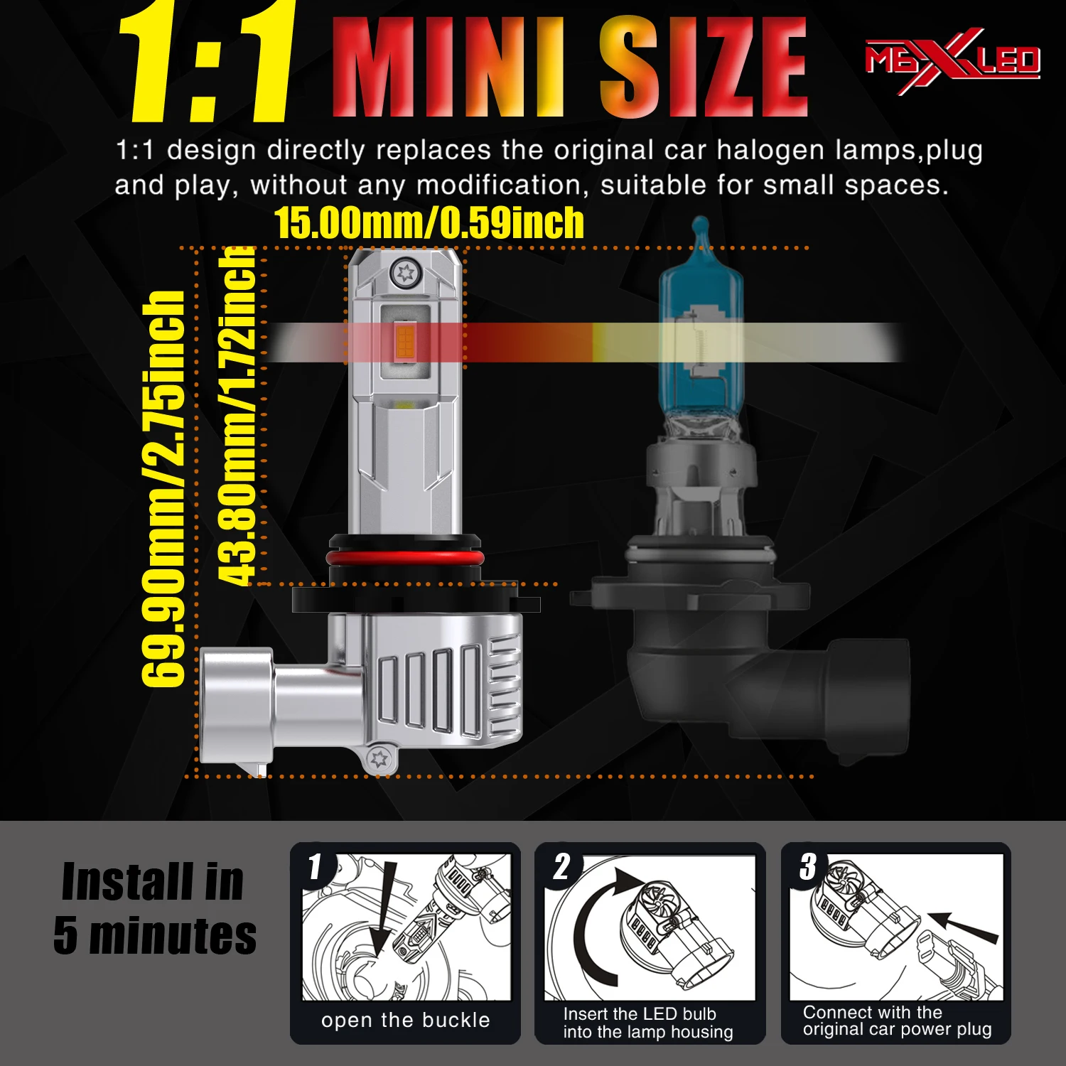 2 шт. HB3 9005 светодиодные фары Canbu автомобильные лампы высокой мощности 6000K