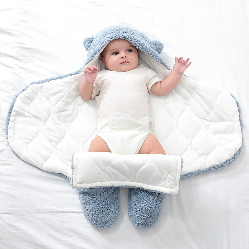 

Soft Newborn Baby Wrap Swaddle Blankets Baby Sleeping Bag Envelope Newborn Sleepsack Cotton Thicken Cocoon for Baby 0-9 Months