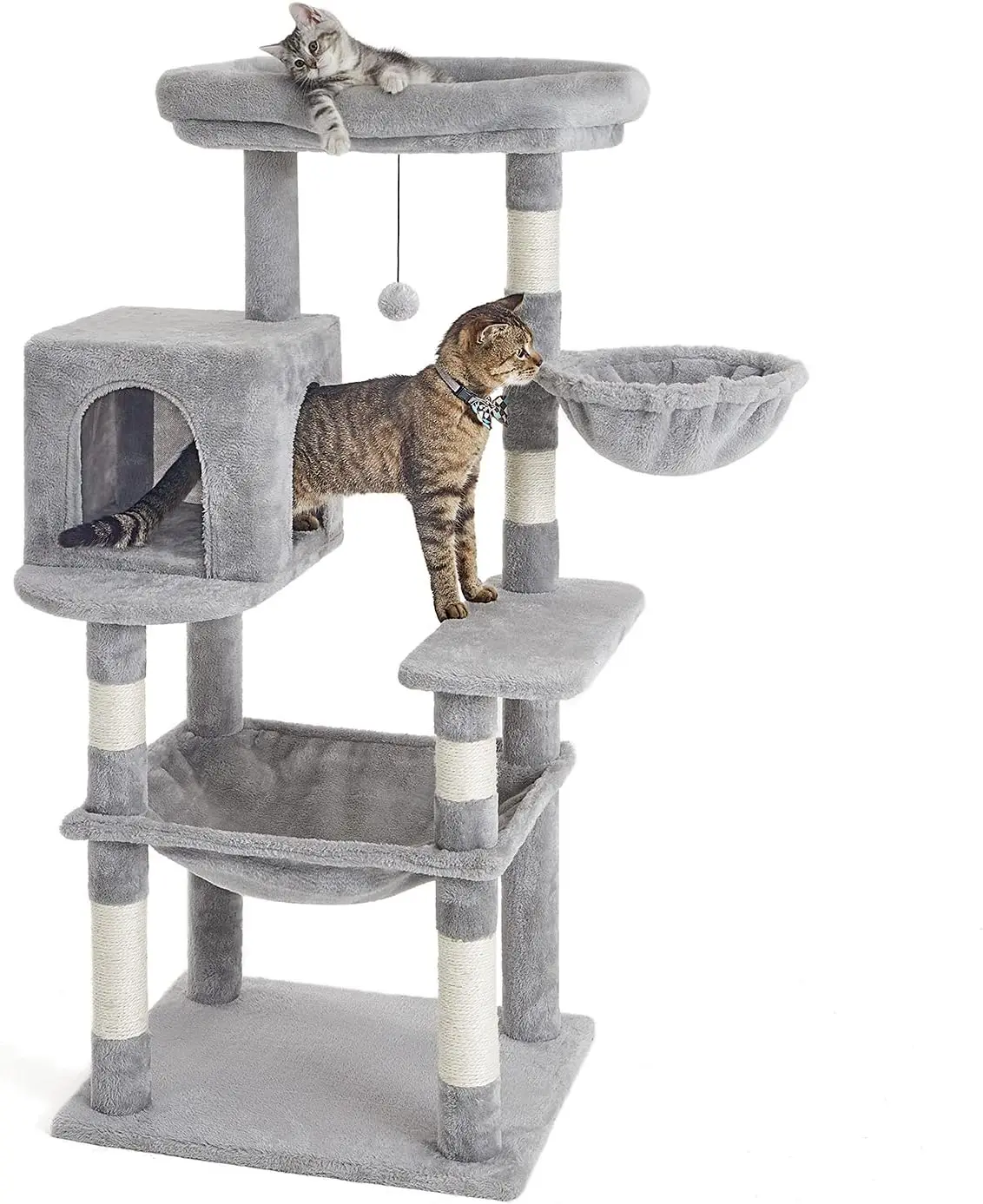 

Inches Multi-Level Cat Tree Condo,Cat Tower with Sisal Scratching Post, Plush Perches,Hammock,Kitten Playhouse