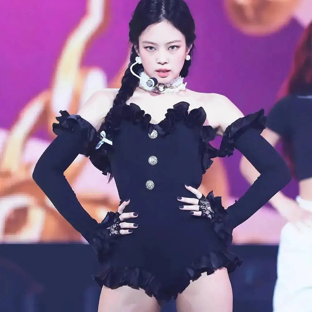 

Korean Style Ruffles Black Off Shoulder Buttons Bodysuit Women Autumn Sexy Jumpsuit Rompers Female Long Sleeve Bodysuit