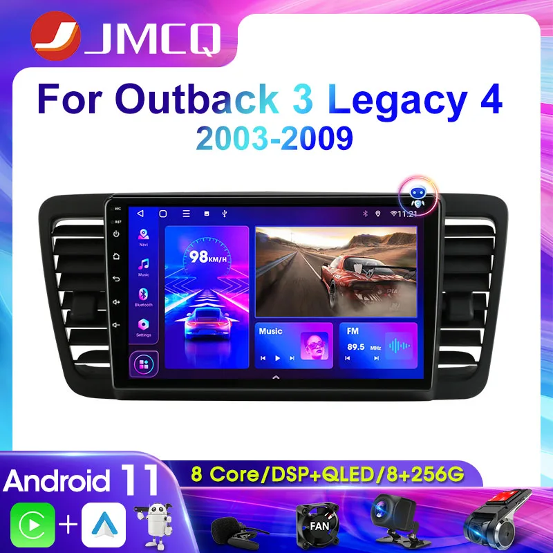 Автомагнитола JMCQ 2DIN, 4G, Android 11, мультимедийный видеоплеер для Subaru Outback 3 Legacy 4 2003-2009, GPS-навигатор для Carplay