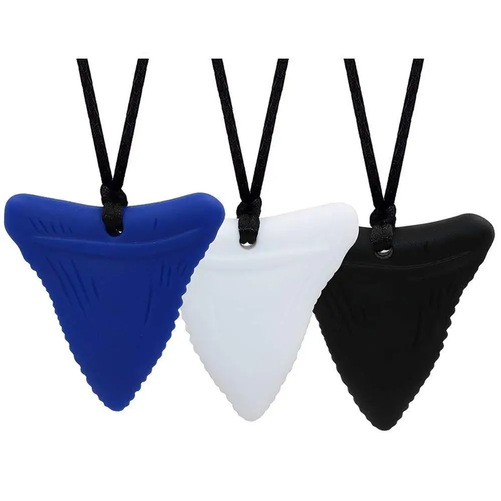

3pcs Baby Teether Soft Silicone Shark Teeth Chew Toys Baby Molar Stick Sensory Necklace Teething Toy
