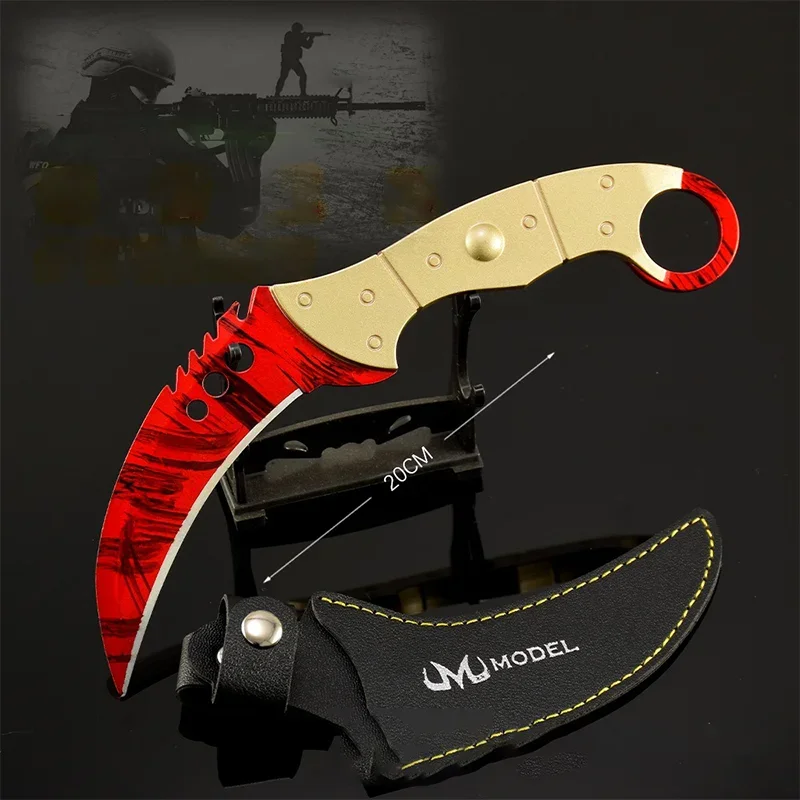Тактический нож GO'S Game Peripheral Claw Knives Series M9 Crimson Web, 20 см, с кобурой, металлический, без лезвия, декоративный, подарок для мальчиков (art.: 3920d504bb272) - 3920d504bb272