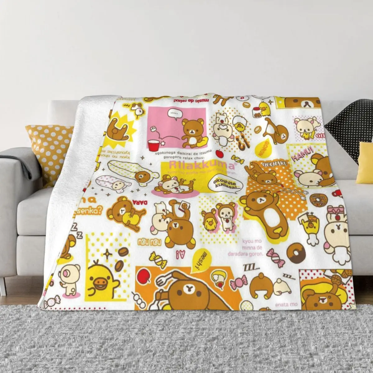 

Одеяла Rilakkuma Relax Bear флисовые, портативные супер теплые Пледы для кровати, спальни, постельного белья, весна/осень