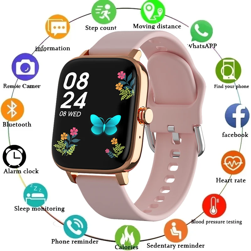 

NEW2023 Smart Watch Women Android Bluetooth Fitness Tracker Heart Rate Monitor Blood Pressure Waterproof Sports Smartwatch for L