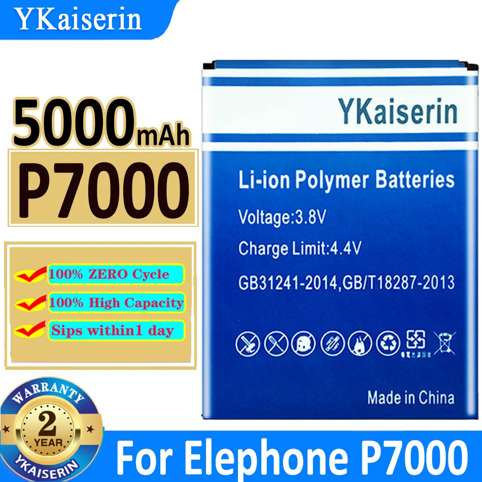 

Сменный аккумулятор ykaisсеребрин P 7000 5000 мАч для смартфона Elephone P7000, аккумулятор большой емкости + номер отслеживания