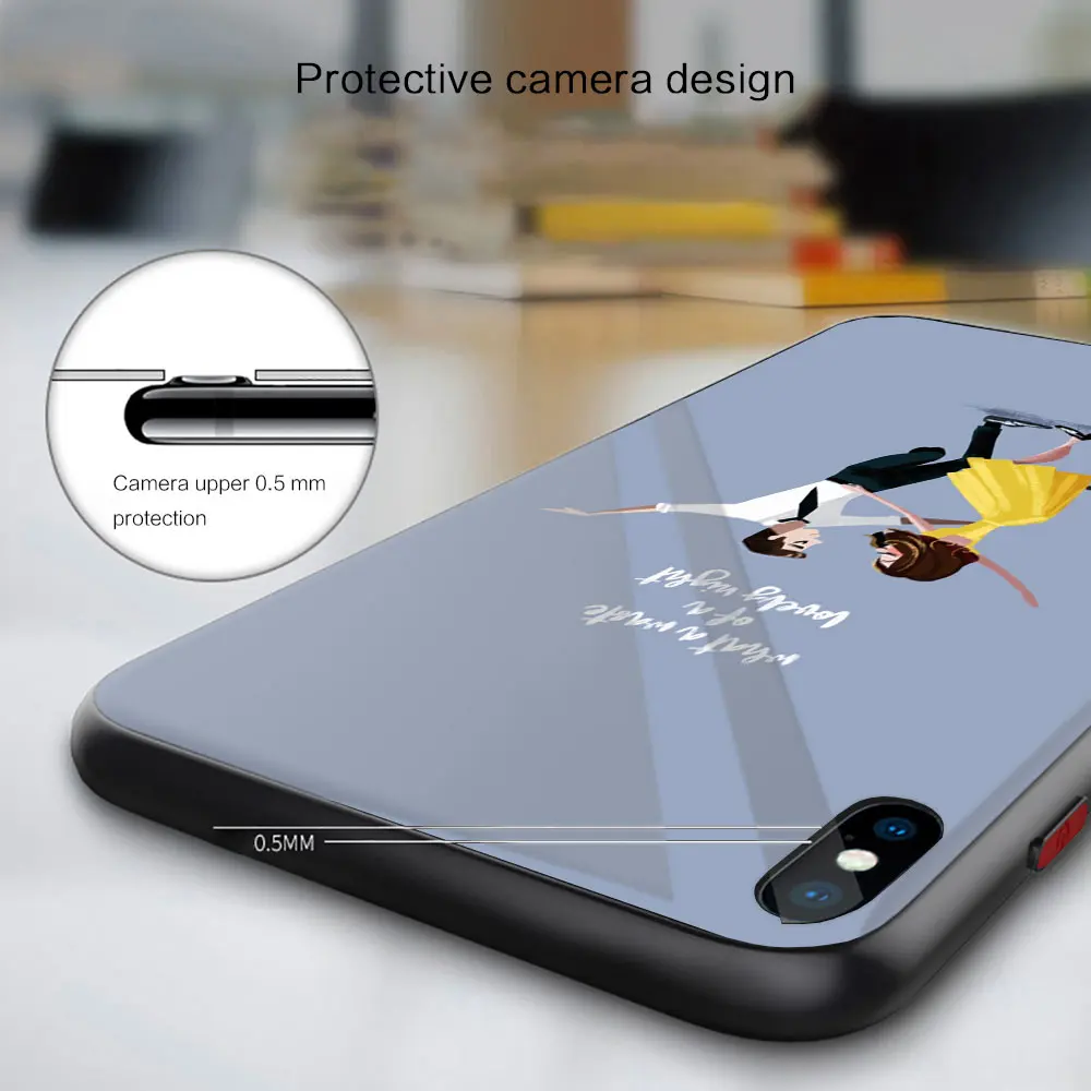 Black Silicone Glass Case For iPhone 13 12 11 Pro XS Max X XR 8 7 6 Plus SE 2020 S Mini Cover La Land Emma Stone Ryan Gosling images - 6