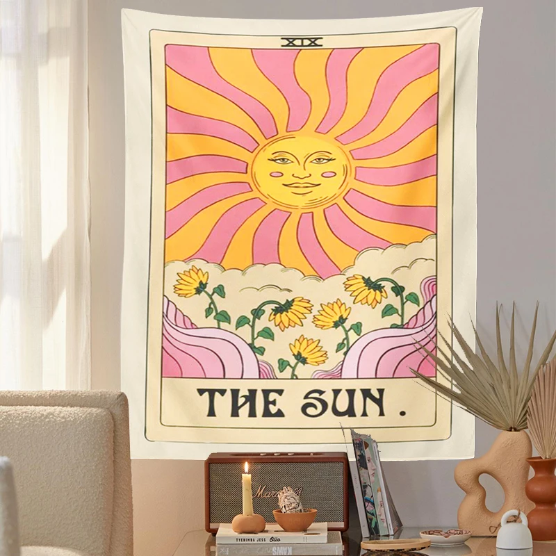 

Tarot Tapestry sun Tarot Tapestry Medieval European Mystery Tapestry for Room Home Decor Maiden Dorm College Tapestry Aesthetics