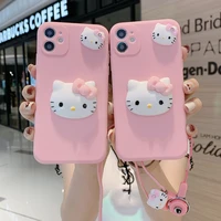 bandai hello kitty silicone phone case for iphone 13 12 mini 11 pro max xs x xr 8 7 6 6s plus ins creative soft cover funda