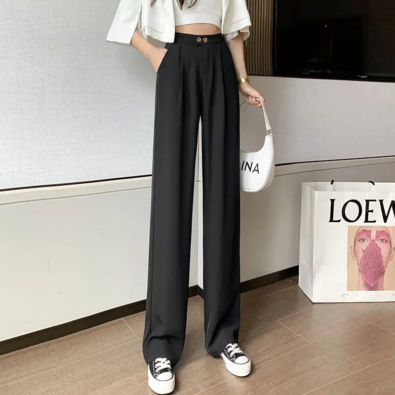 

Женские шифоновые Костюмные брюки с широкими штанинами и высокой талией, модель H37 на весну-лето, 2022