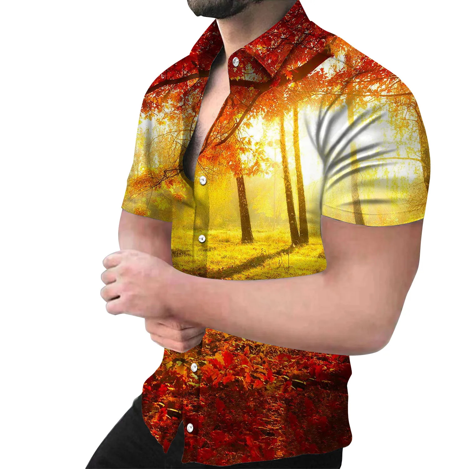 Men Fashion and Casual Short Sleeve Printed Shirt