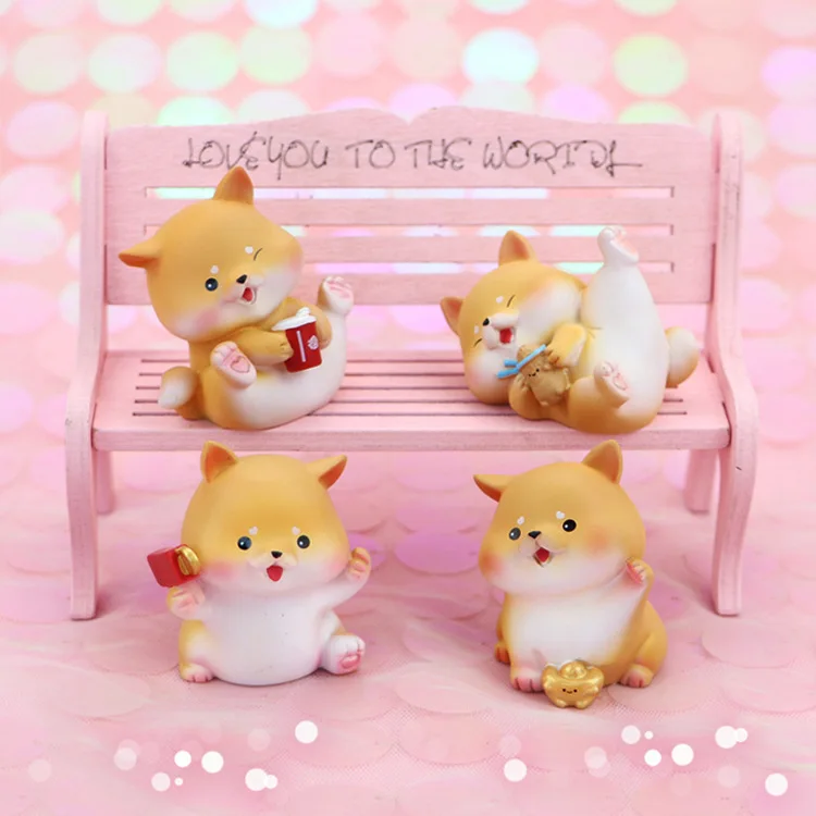 

Cute Lucky Shiba Inu Puppy Resin Animal Figure Can Be Used for Interior Decoration Ornaments Car Decoration Ornaments