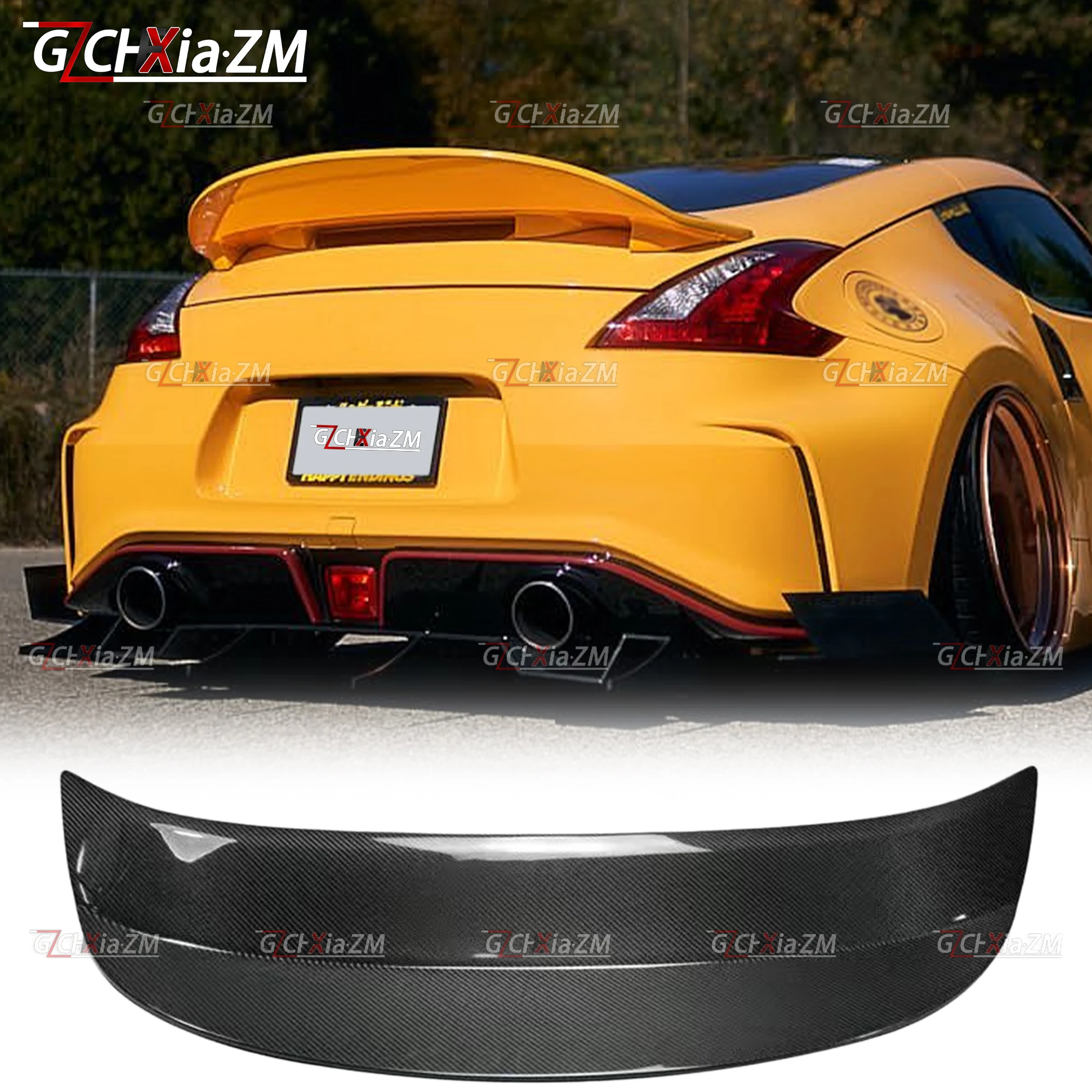 Фото Для Nissan 370Z Z34 2008-2019 годов: Модернизированный задний спойлер в стиле AJT, крышка багажника, диффузор, аэродинамический комплект из углеродного волокна №1