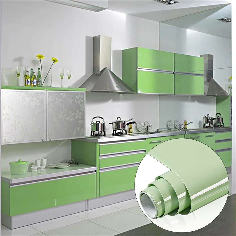 

Kitchen Oil-proof Wallpapers Cabinet Desktop Wardrobe Renovation Wall Shiny Self-adhesive Furniture Decor Glossy Contact Films