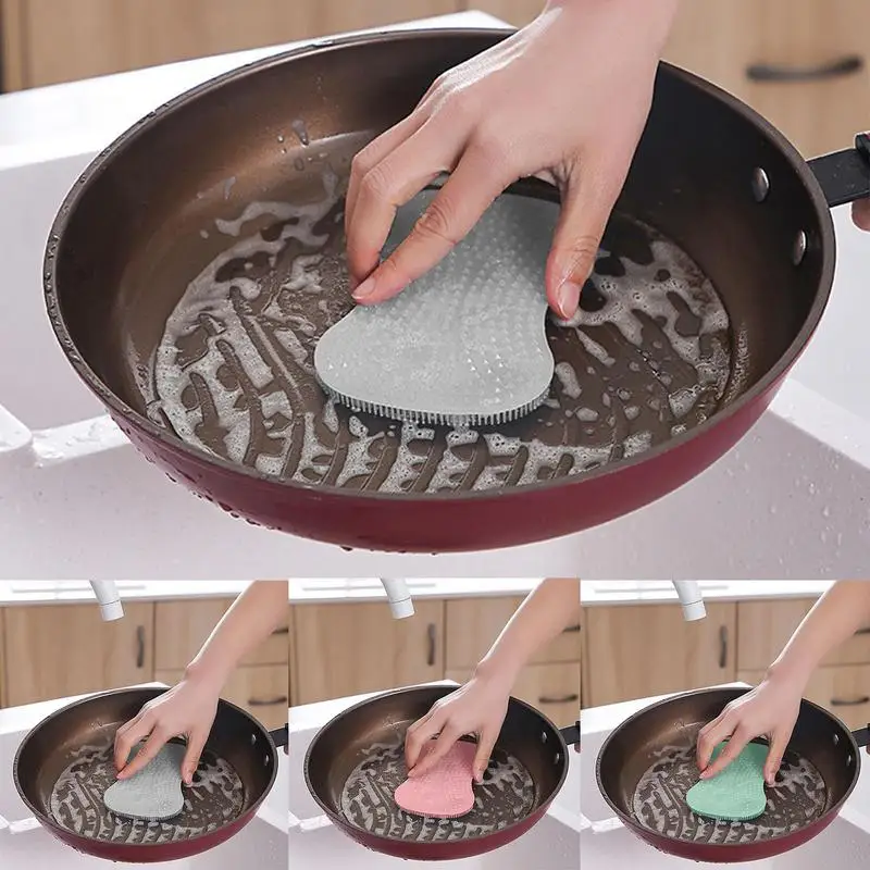 

Silicone Scrubber For Dishes Dish Brush With Soft Bristles Kitchen Scrub Brush For Dishes Plates Bowls Pots Pans Fruits