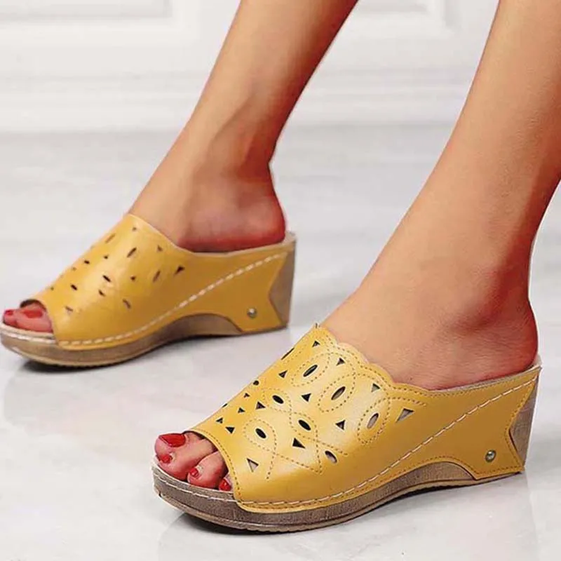 

2022 Shoes Sandals Women Fashion Outdoor Open Toe Breathable Wedge Sandals Woman Comfortable Fish Mouth Shoes Female Slippers
