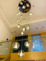 2022 new modern spiral staircase lighting chandelier long chandelier living room villa loft dining room crystal ball lamp