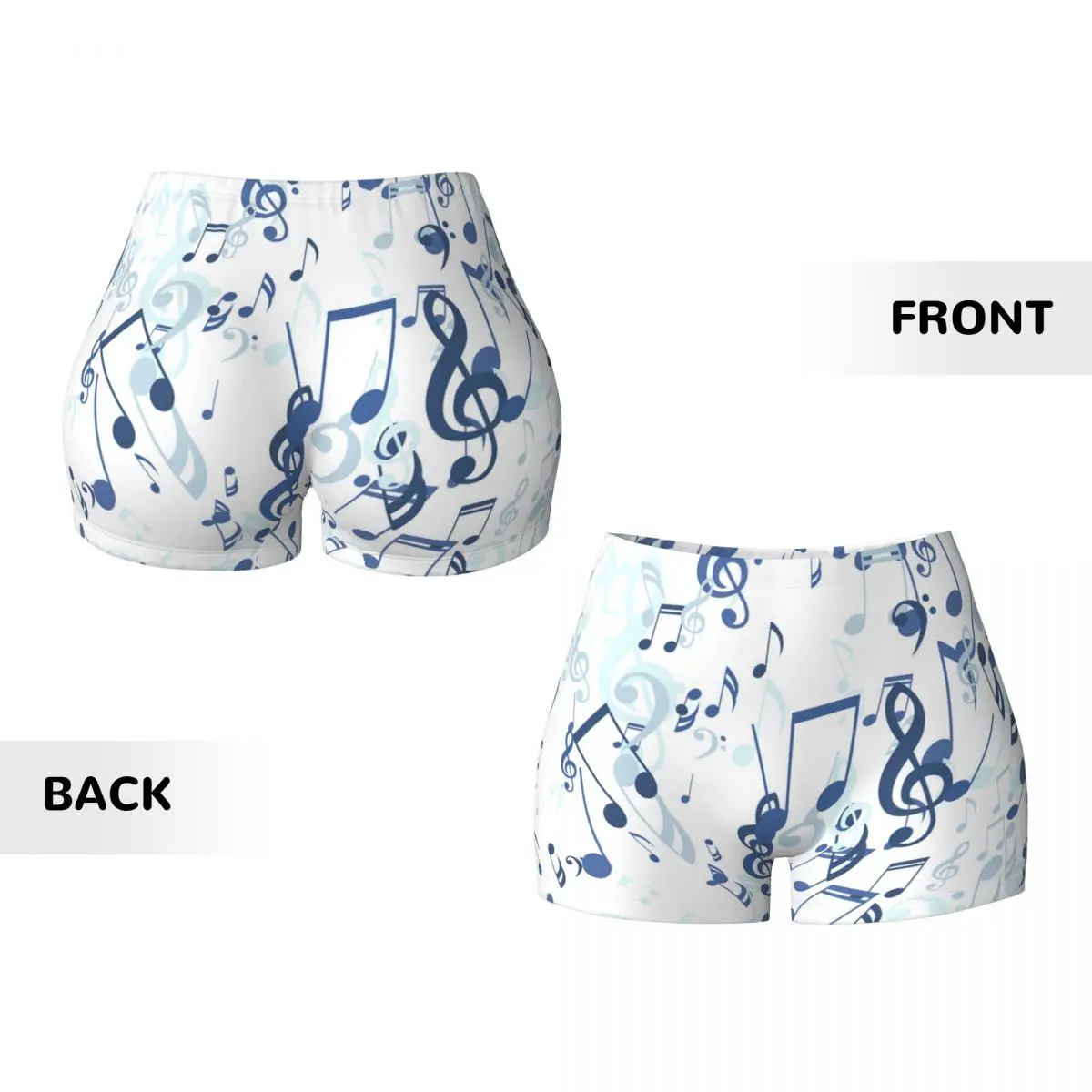 Сексуальные обтягивающие спортивные шорты абстрактные музыкальные ноты бас и