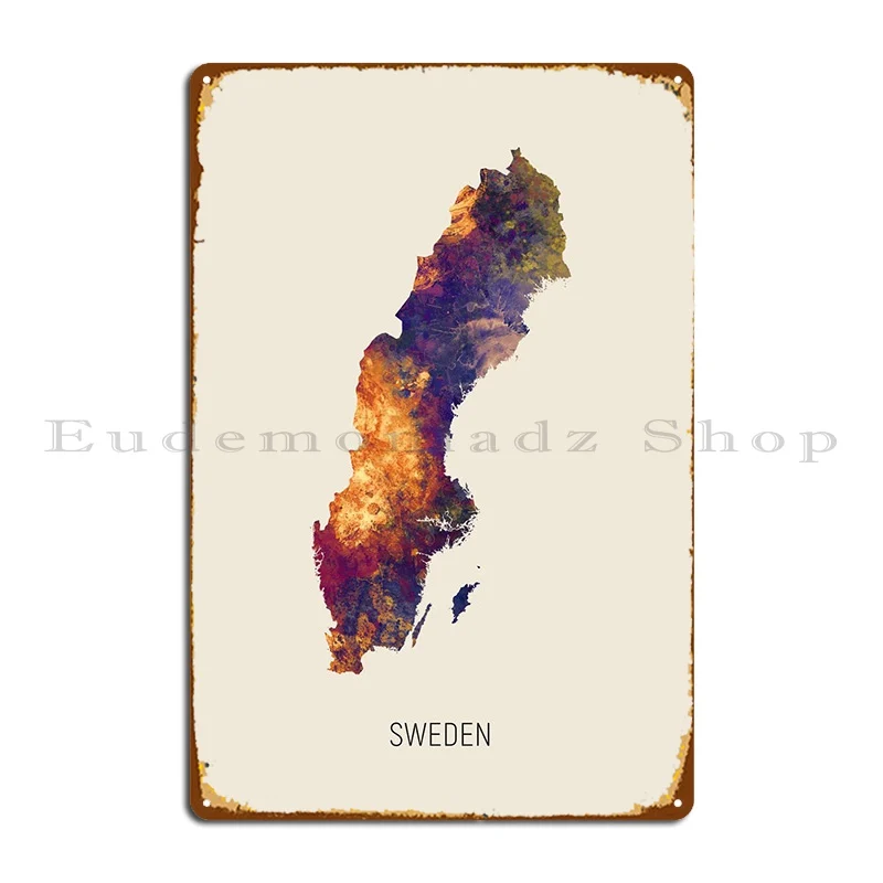 

Карта Швеции, металлический знак, настенная роспись, Классическая барная пещера, печатный Настенный декор, жестяной знак, плакат