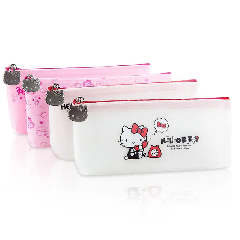 

Kawaii Hello Kitty Pencil Case Anime Stationery Box School Supplies Portable Storage Bag Waterproof Makeup Bag Girl Student Gift